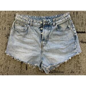 Divided High Rise Button Fly Denim Blue Jeans Cut-offs Light Wash 3" Inseam Sz 6